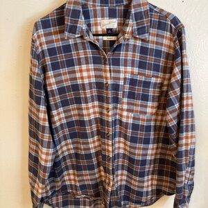 Universal Thread Checkered Flannel Shirt - Blue, Brown, White